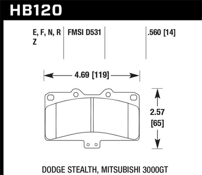 Hawk Mitsubishi 3000 GT VR4/ Dodge Stealth R/T 4WD Blue 9012 Race Front Brake Pads