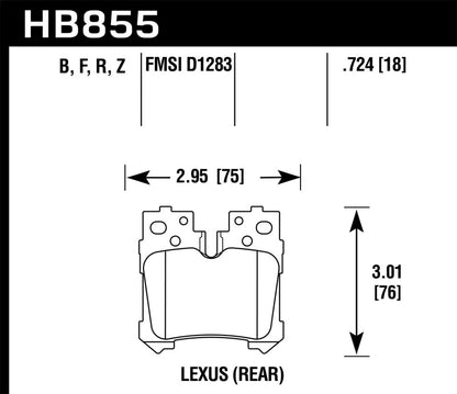 Hawk 07-17 Lexus LS460 / 08-16 Lexus LS600h Performance Ceramic Street Rear Brake Pads