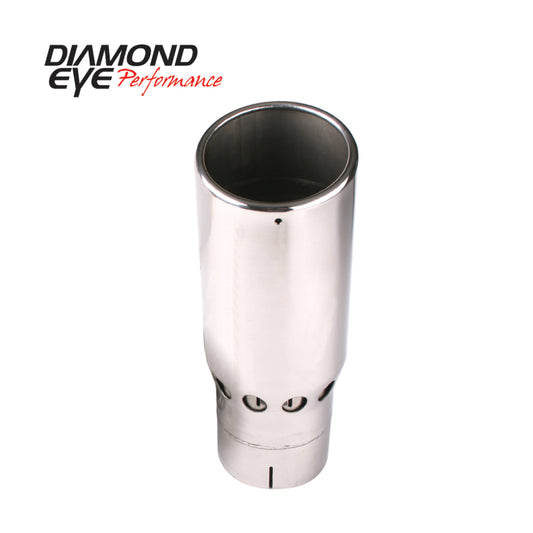Diamond Eye TIP 4in-5inX16in VENTED/INTERCOOLER ROLLED-ANGLE SLOTTED POLISHED SS 15-DEGREE ANGLE CUT
