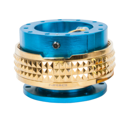 NRG Quick Release Kit - Pyramid Edition - New Blue Body / Chrome Gold Pyramid Ring