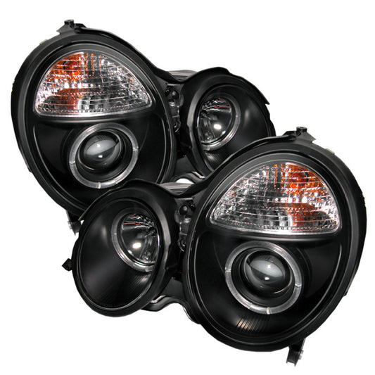 Spyder Mercedes Benz E-Class 00-02 Projector Headlights LED Halo Blk PRO-YD-MBW21099-HL-BK