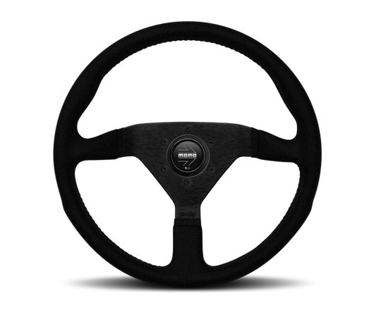 Momo Montecarlo Alcantara Steering Wheel 350 mm - Black/Black Stitch/Black Spokes
