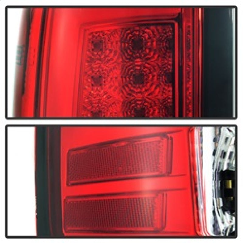 Spyder 07-13 GMC Sierra 1500 V2 Light Bar LED Tail Lights - Red Clear (ALT-YD-GS07V2-LBLED-RC)