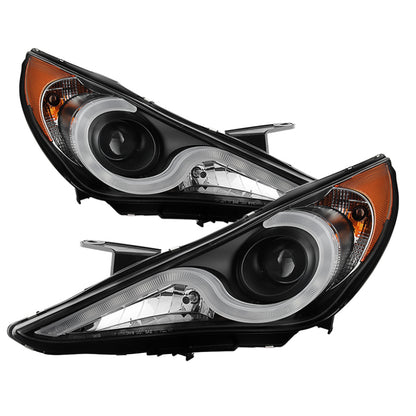 Spyder Hyundai Sonata 11-13 Verson 2 Projector - Light Bar DRL Blk PRO-YD-HYSON11V2-LBDRL-BK