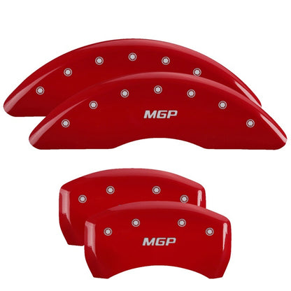 MGP 4 Caliper Covers Engraved Front & Rear MGP Red finish silver ch