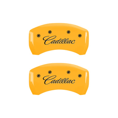 MGP 4 Caliper Covers Engraved Front Cursive/Cadillac Engraved Rear CTS Black finish silver ch
