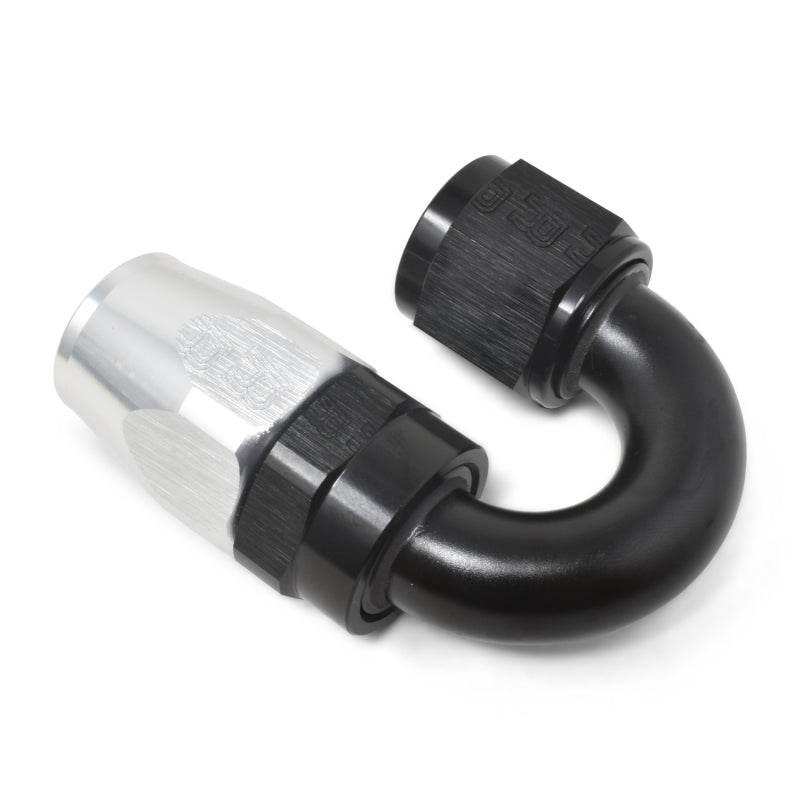 Russell Performance -12 AN Black/Silver 180 Degree Tight Radius Full Flow Swivel Hose End