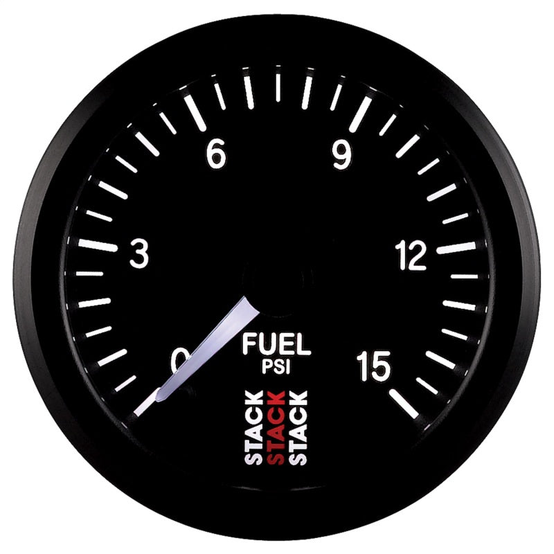 Autometer Stack 52mm 0-15 PSI 1/8in NPTF Male Pro Stepper Motor Fuel Pressure Gauge - Black