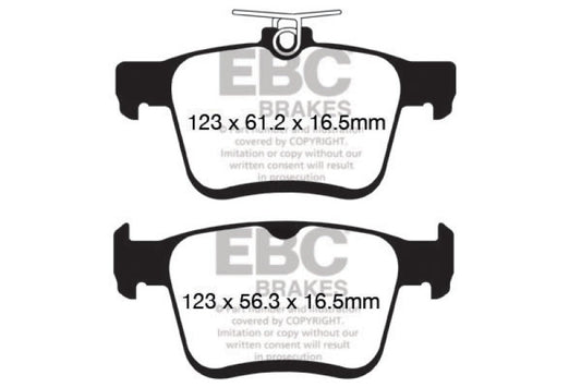 EBC 2014+ Audi A3 1.8 Turbo (w/Electronic Parking Brake) Redstuff Rear Brake Pads