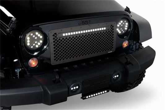 Putco 07-18 Jeep Wrangler Anodized Alum Lighted Boss Grille w/ 20in Luminix Light Bar (Cut to Fit)