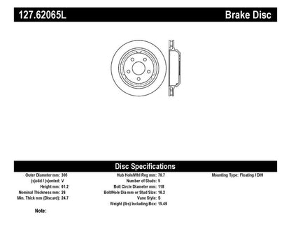 StopTech 98-02 Chevrolet Camaro / Pontiac Firebird/Trans Am Slotted & Drilled Rear Left Rotor