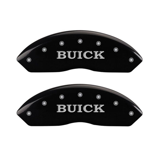 MGP 4 Caliper Covers Engraved Front Buick Engraved Rear Buick Shield Black finish silver ch