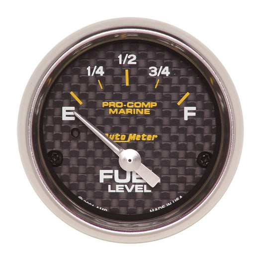 Autometer Marine Carbon Fiber 2-1/16in 240-33 Ohms Electric Fuel Level Gauge