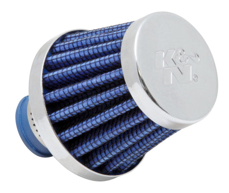 K&N 2in Base OD x .375in Flange ID x 1.75in H Rubber Base Crankcase Vent Filter - Blue