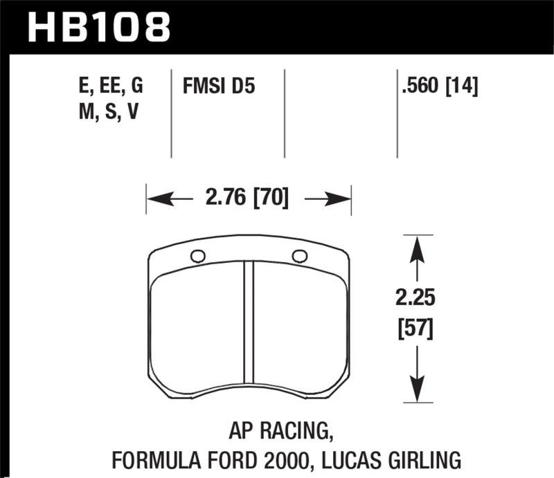 Hawk AP Racing / FF 2000 HT-10 Race Brake Pads