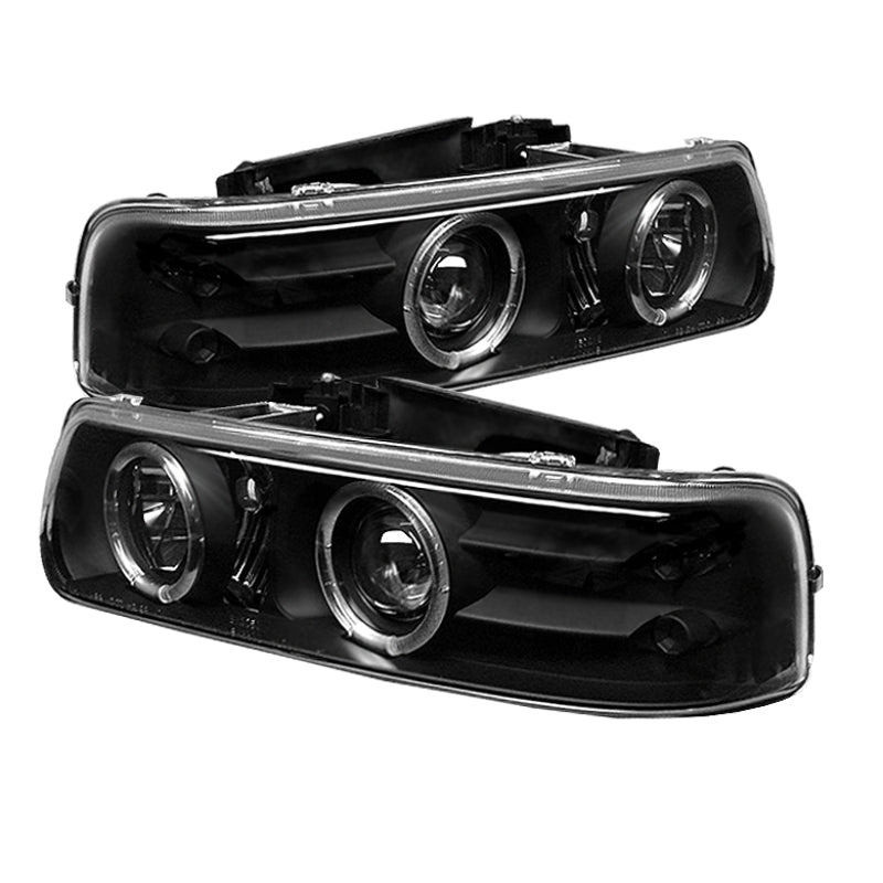 Spyder Chevy Silverado 1500/2500 99-02 Projector Headlights LED Halo LED Black PRO-YD-CS99-HL-BK