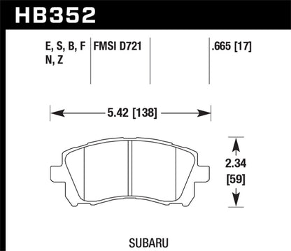 Hawk 02-03 WRX / 98-01 Impreza / 97-02 Legacy 2.5L / 98-02 Forester 2.5L Blue 9012 Front Race Pads