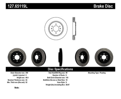 StopTech Slotted & Drilled Sport Brake Rotor