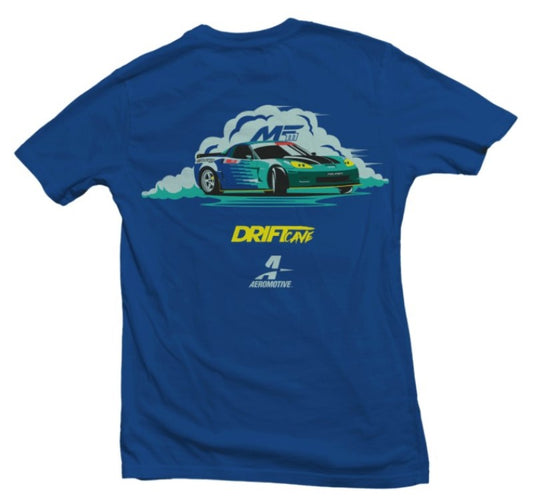 Aeromotive Drift Car Logo Blue T-Shirt - Medium