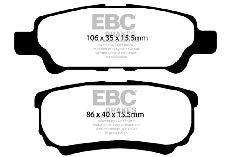 EBC 11-14 Chrysler 200 2.4 Yellowstuff Rear Brake Pads