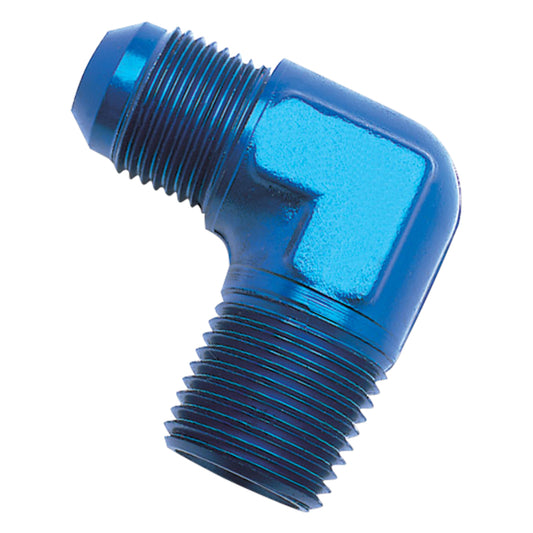 Russell Performance -16 AN to 1in NPT 90 Degree Flare to Pipe Adapter (Blue)