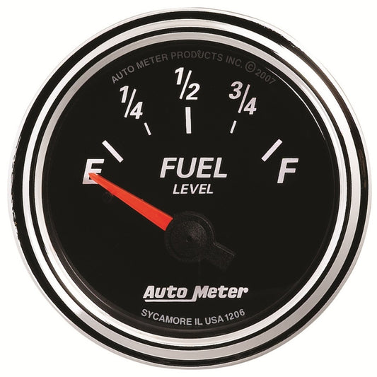 Autometer Designer Black II 52mm 240 Ohm Empty/33 Ohm Full Fuel Level Gauge