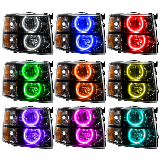 Oracle 07-13 Chevy Silverado SMD HL - Black - Round Style - ColorSHIFT w/ Simple Controller