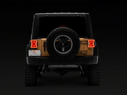 Raxiom 07-18 Jeep Wrangler JK Axial Series JL Style LED Tail Lights- BlkHousing- Red Lens