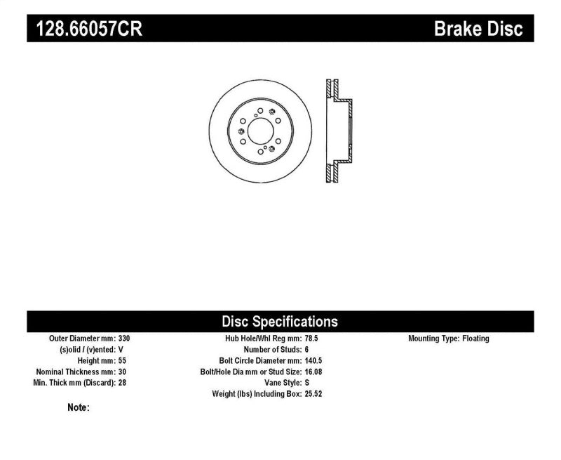 StopTech 07-11 GM Silverado 1500 Drilled Right Front Cryo Rotor