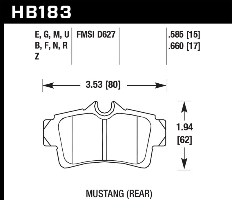 Hawk 1999-2004 Ford Mustang Base 3.8 HPS 5.0 Rear Brake Pads