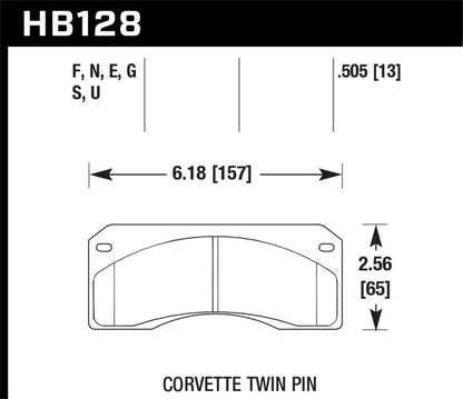 Hawk Corvette Twin Pin DTC-70 Race Brake Pads