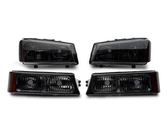 Raxiom 03-06 Chevrolet Silverado 1500 Axial OEM Style Rep Headlights- Chrome Housing- Smoked Lens