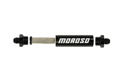Moroso In-Line Fuel Filter - 6.5in -8An - 40 Micron SS Filter - Aluminum