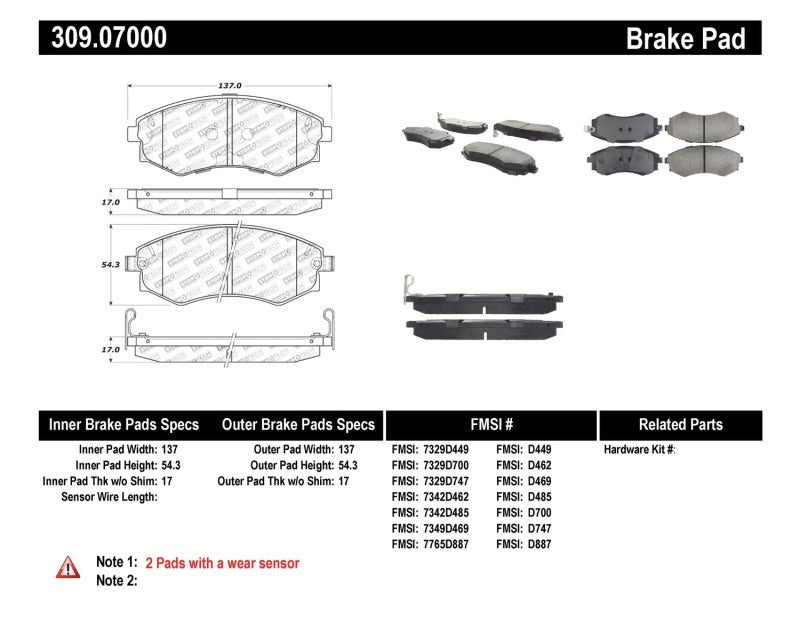 StopTech Performance 89-1/94 Nissan 240SX (w/ABS) 92-01/05-06 Hyundai Elantra Front Brake Pads