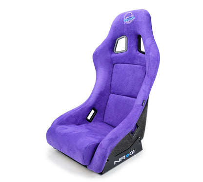 NRG FRP Bucket Seat PRISMA Edition w/ Pearlized Back Purple Alcantara - Medium