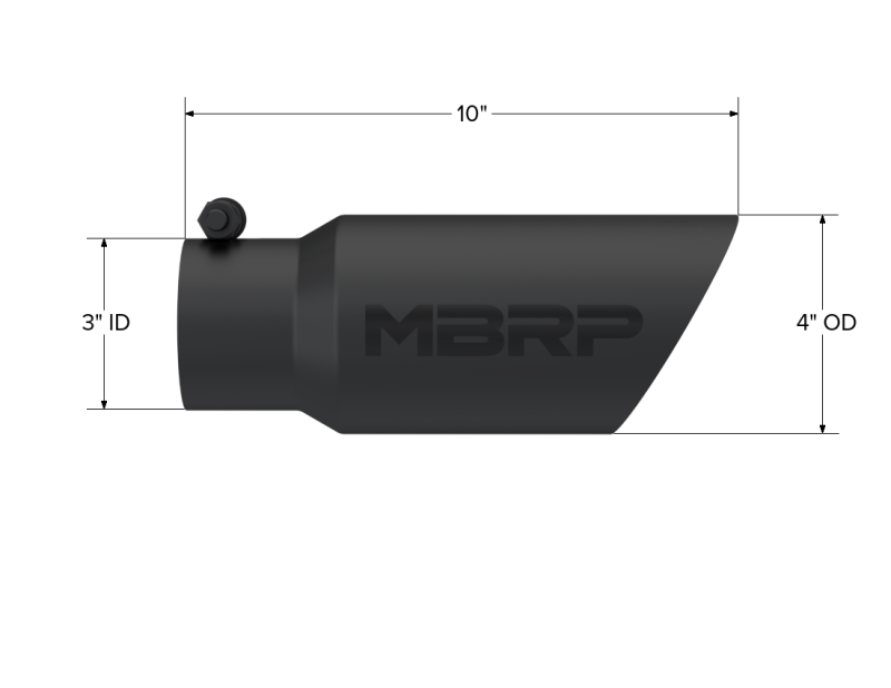 MBRP Universal Tip 4in OD 3in Inlet 10in Length Dual Wall Angled End Black