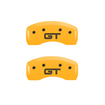 MGP 4 Caliper Covers Engraved Front Mustang Rear S197/GT Yellow Finish Black Char 2003 Ford Mustang