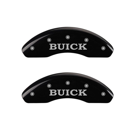 MGP 4 Caliper Covers Engraved Front Buick Engraved Rear Buick Shield Black finish silver ch