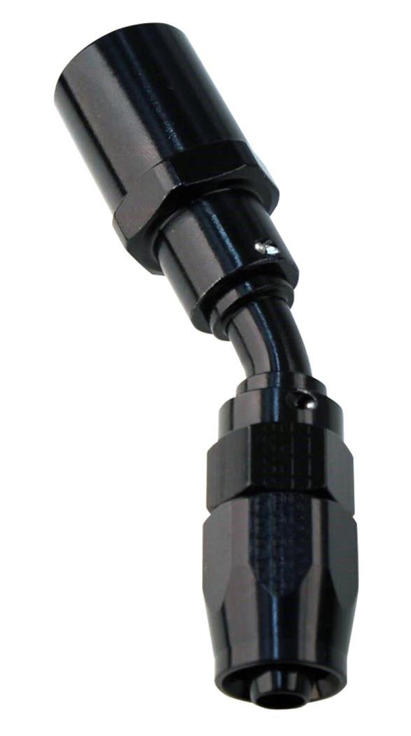 Fragola -6AN Pro-Flow x 45 Degree 3/8 EFI Quick Disconnect Hose End - Black