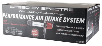 Spectre 10-12 Chevy Camaro V8-6.2L F/I Air Intake Kit - Clear Anodized w/Red Filter