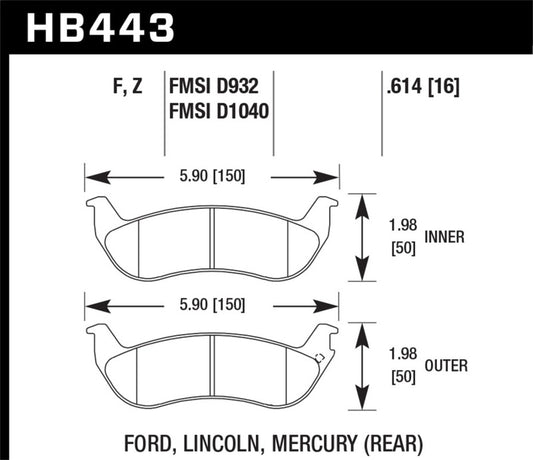 Hawk 03-04 Mercury Marauder DTC-30 Rear Race Pads