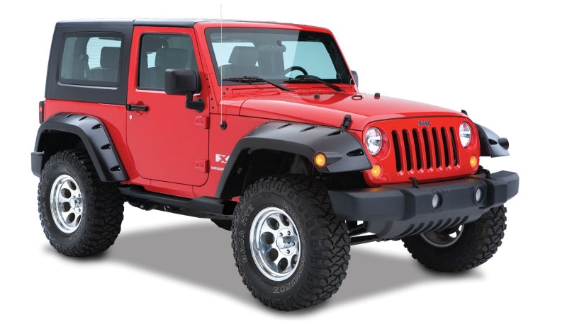 Bushwacker 07-18 Jeep Wrangler Max Pocket Style Flares 2pc Extended Coverage - Black