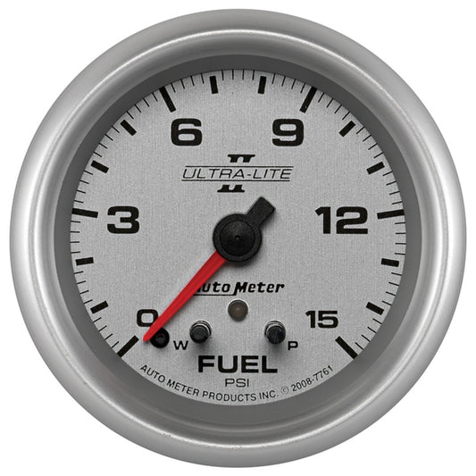 AutoMeter Gauge Fuel Press 2-5/8in. 15PSI Stepper Motor W/ Peak & Warn Ultra-Lite II