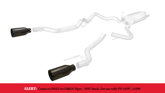 Corsa 2017-2020 Ford F-150 Raptor 3in Inlet / 5in Outlet Black Cerakote Tip Kit (For Corsa Exh Only)