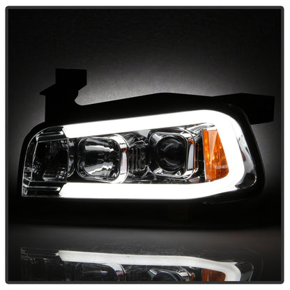 Spyder Dodge Charger 06-10 Projector Headlights - LED Light Bar - Chrome PRO-YD-DCH05V2-LB-C