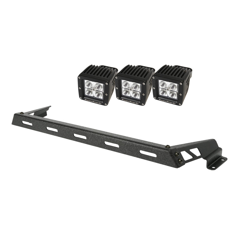 Rugged Ridge 07-18 Jeep Wrangler JK Black 3 Sqaure LED Hood Mounted Light Bar Kit