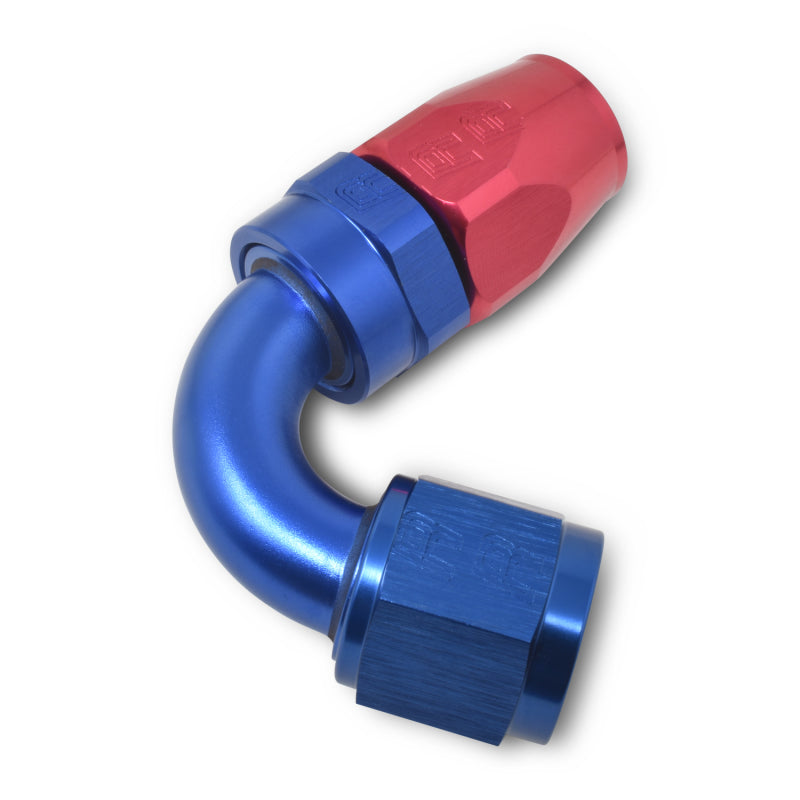 Russell Performance -12 AN Red/Blue 120 Degree Full Flow Swivel Hose End (With 1-1/8in Radius)