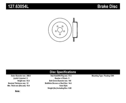 StopTech 03-09 Chrysler PTCruiser Tur / 03-05 Dodge Neon SRT-4 Rear Left Slotted & Drilled Rotor