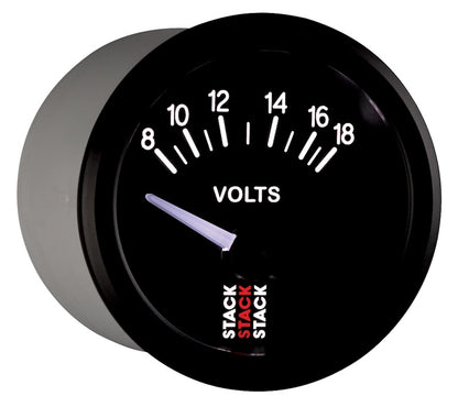 Autometer Stack Instruments 52mm 8-18V Electric Battery Voltage Gauge - Black