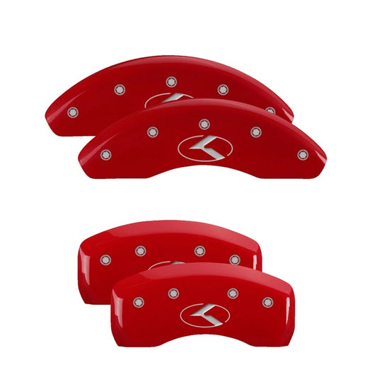 MGP 4 Caliper Covers Engraved Front & Rear Circle K/Kia Red finish silver ch